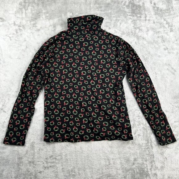 VTG Faded Glory Christmas Turtleneck Women's SZ Large 10/12 Wreath Y2K Layering - Picture 3 of 11